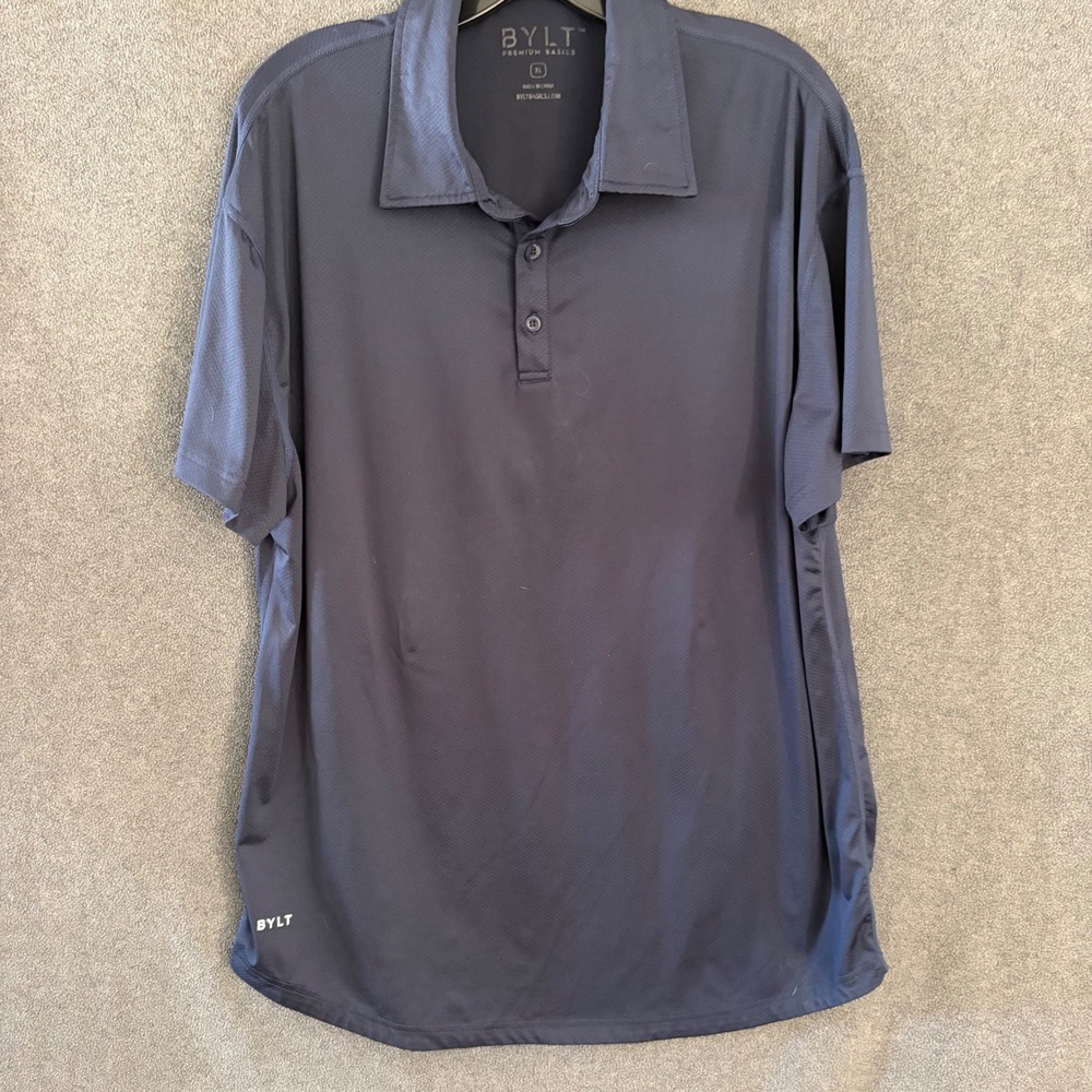 BYLT Premium Basics Polo Mens XL Navy Blue Performance Short Sleeve Stretch